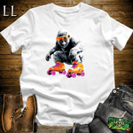 Roller Skating Gorilla White | Fun Retro Sports Shirt