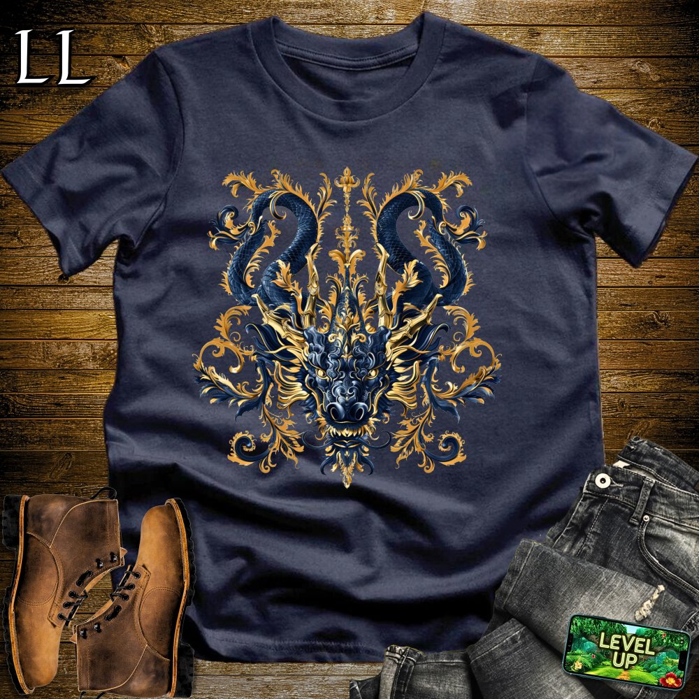 Royal Dragon Mask Softstyle Tee - Navy - LegacyLayers