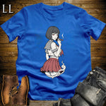 Sakura's Smoke Break Cigar Girl T-Shirt Royal | Cigar Pin-Up Girl Tee