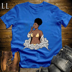Solana's Smoke Break Cigar Girl T-Shirt Royal | Cigar Pin-Up Girl Tee