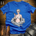 Perla's Smoke Break Cigar Girl T-Shirt Royal | Cigar Pin-Up Girl Tee