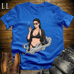 Oscura's Smoke Break Cigar Girl T-Shirt Royal | Cigar Pin-Up Girl Tee