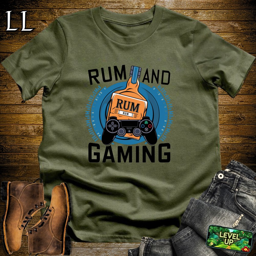 Rum and Gaming Softstyle Tee - Military Green - LegacyLayers