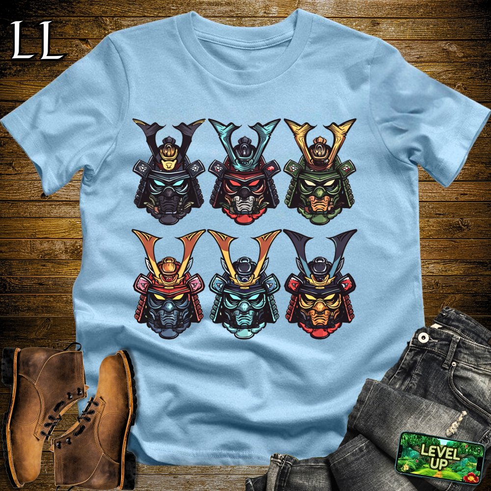 Samurai Battle Faces Light Blue | Combat Warrior Tee