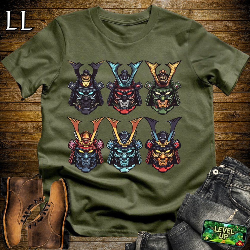 Samurai Battle Faces Military Green | Combat Warrior Tee