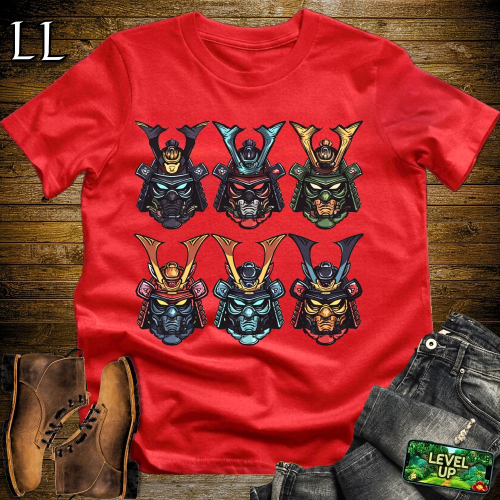 Samurai Battle Faces Red | Combat Warrior Tee