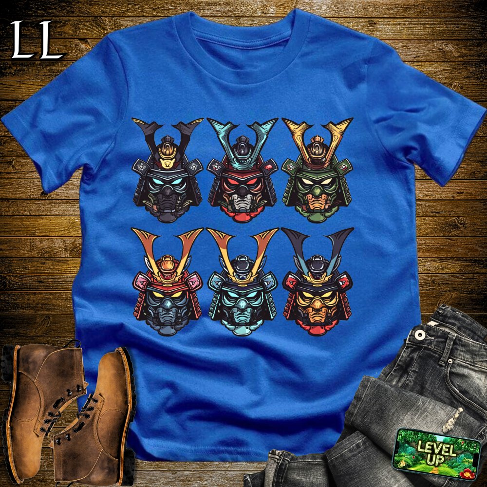 Samurai Battle Faces Softstyle Tee - Royal - LegacyLayers