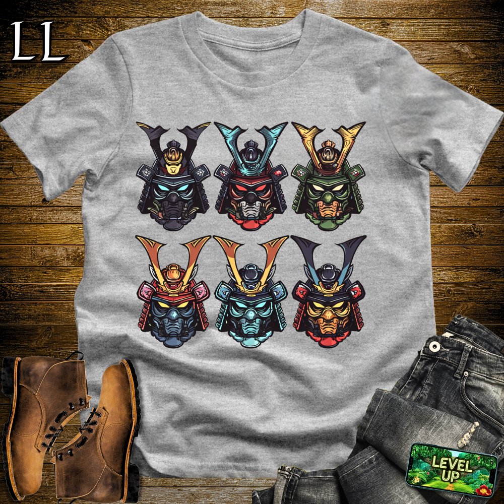 Samurai Battle Faces Sport Grey | Combat Warrior Tee