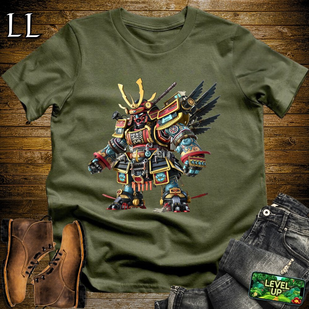 Samurai Gundam Military Green | Mecha Warrior Graphic Tee