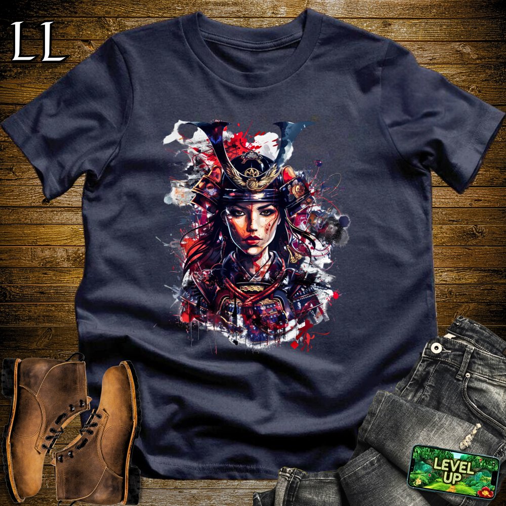 Samurai Queen Navy | Female Warrior Graphic Tee