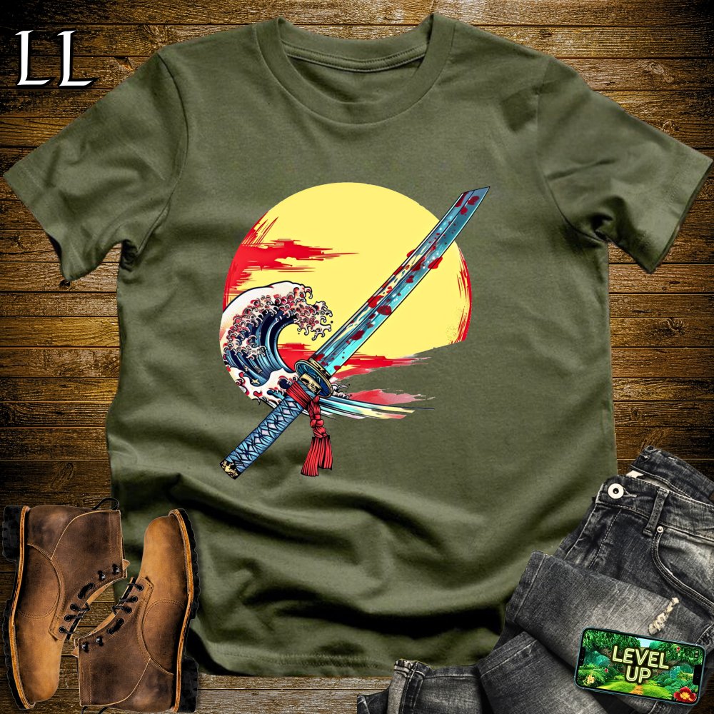 Samurai Katana Military Green | Sword Master Graphic Tee