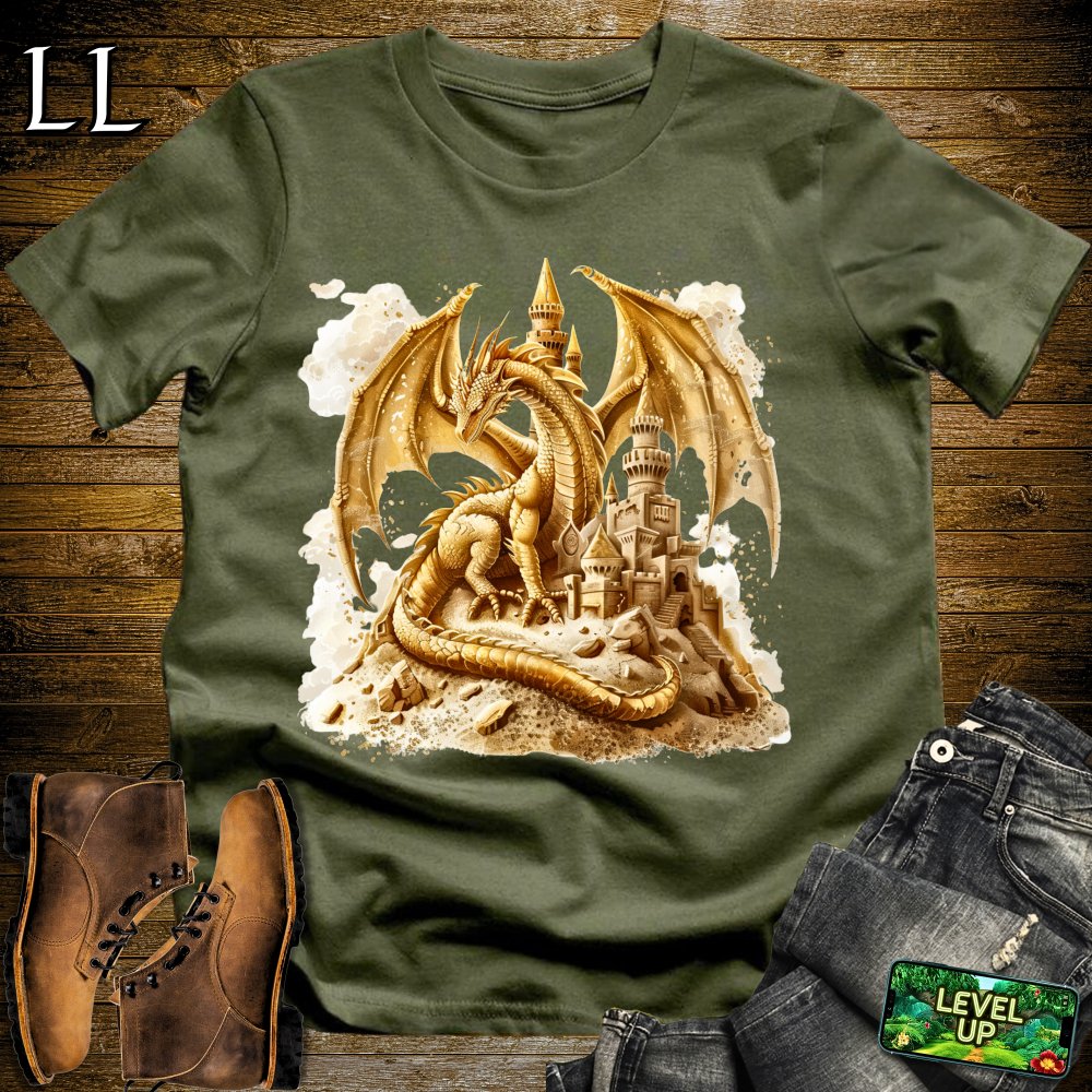 Sand Castle Dragon Softstyle Tee - Military Green - LegacyLayers