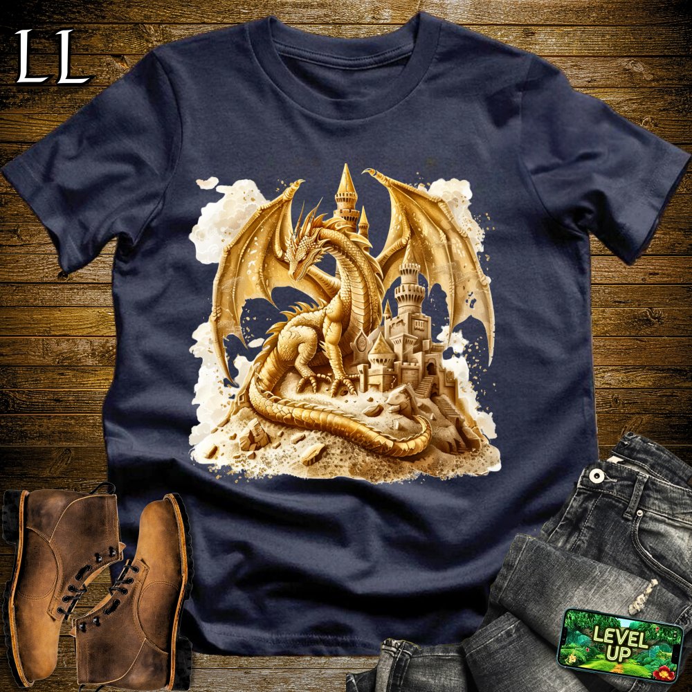 Sand Castle Dragon Softstyle Tee - Navy - LegacyLayers