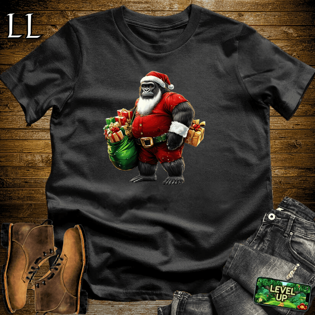 Santa Gorilla Softstyle Tee - Black - LegacyLayers
