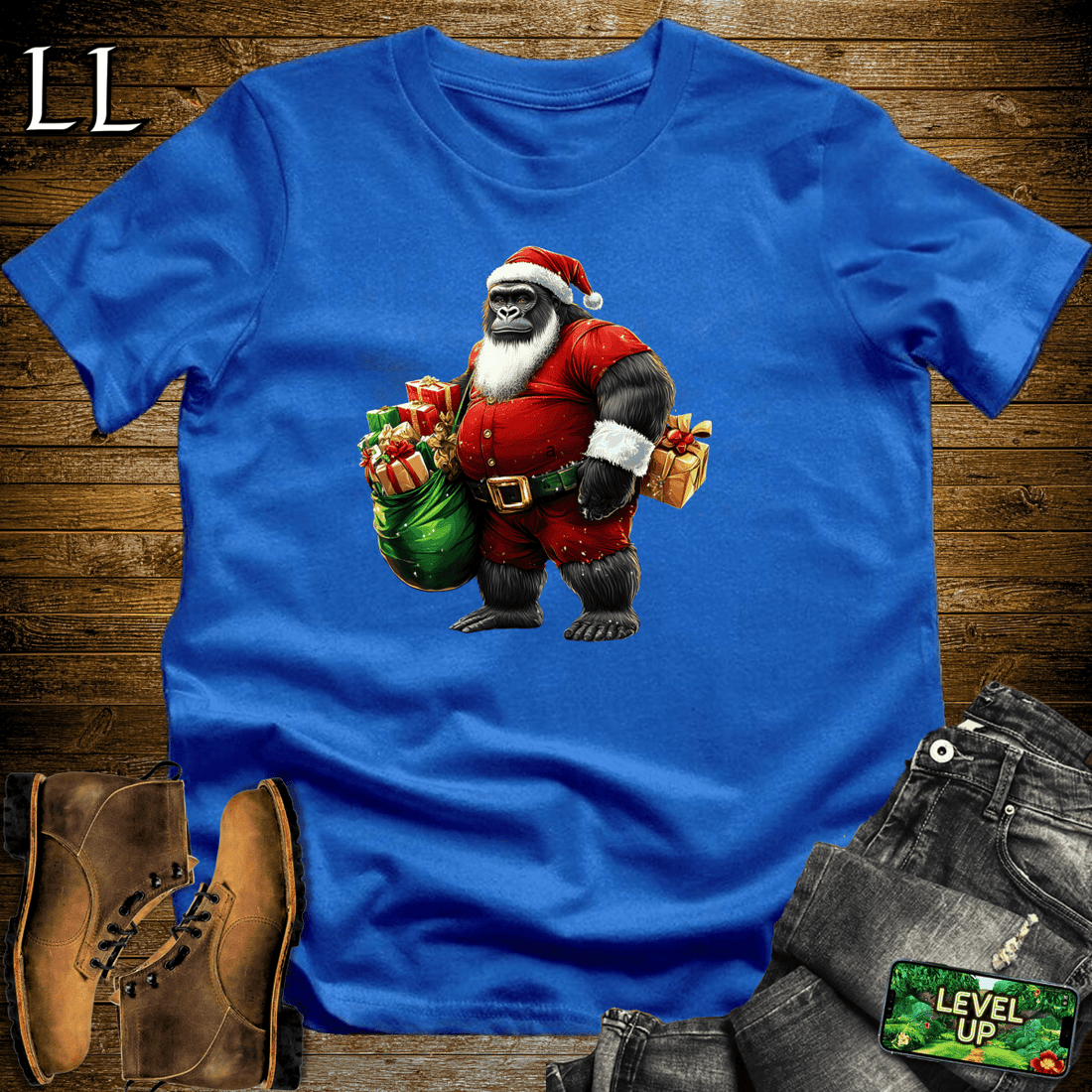 Santa Gorilla Softstyle Tee - Royal - LegacyLayers
