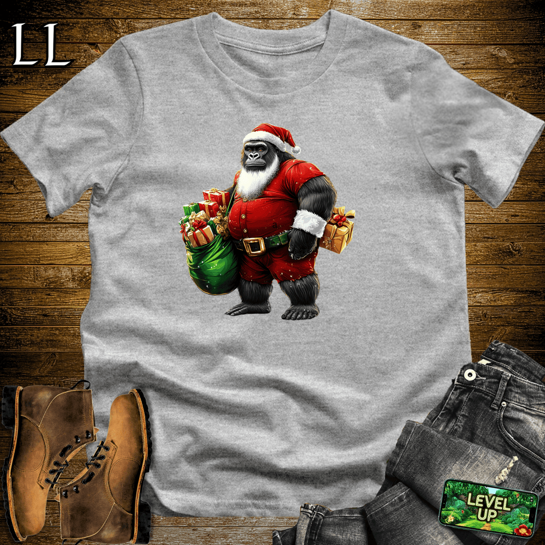 Santa Gorilla Softstyle Tee - Sport Grey - LegacyLayers