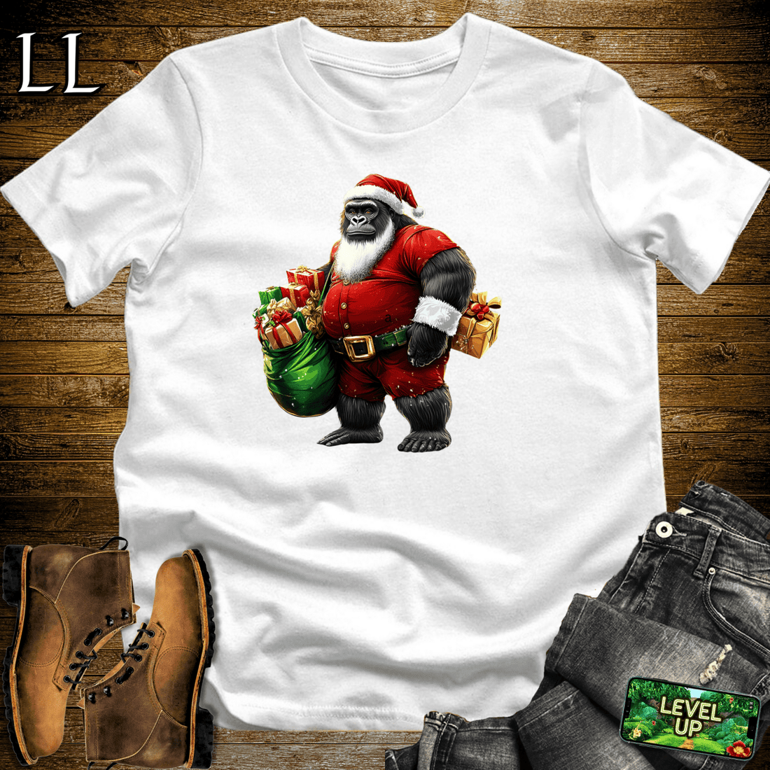 Santa Gorilla Softstyle Tee - White - LegacyLayers