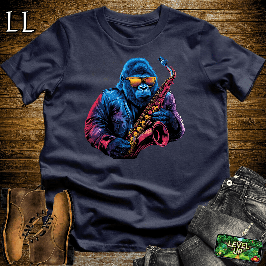 Saxophone Master Gorilla Navy | Jazz Lover Shirt