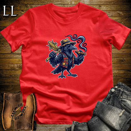 Scarecrow Crow Corn Cigar T-Shirt Red | Halloween Cigar Shirt