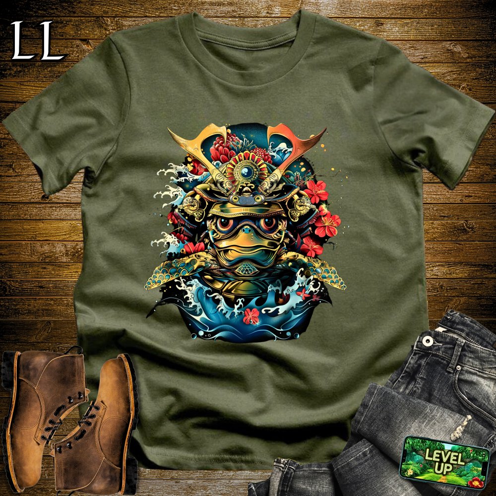 Sea Turtle Samurai Military Green | Ocean Wisdom Graphic Tee