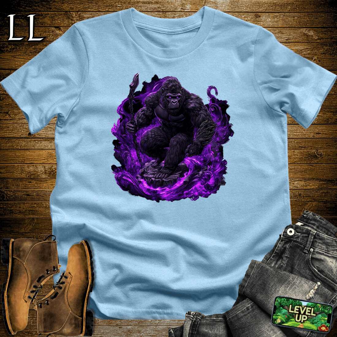 Shadow Gorilla Softstyle Tee Light Blue | Dark Graphic Tee