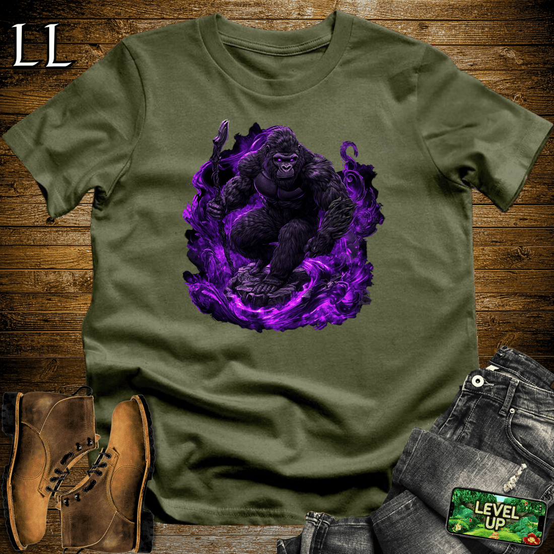 Shadow Gorilla Softstyle Tee Military Green | Dark Graphic Tee