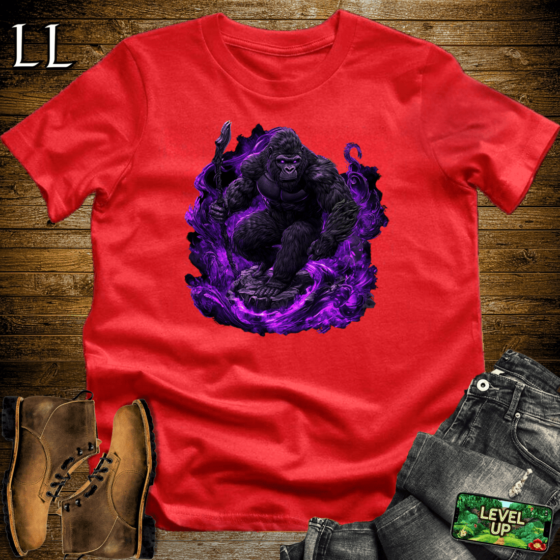 Shadow Gorilla Softstyle Tee Red | Dark Graphic Tee