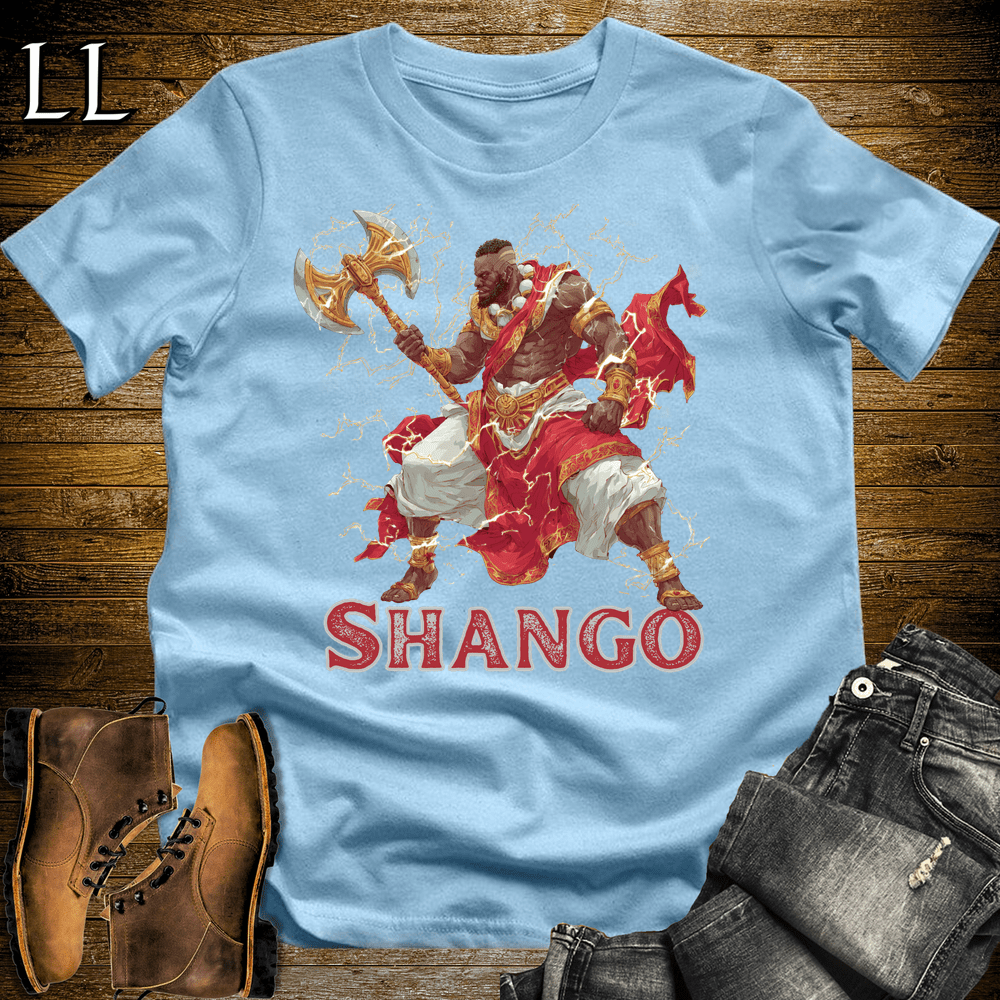 Shango African God Softstyle Tee Light Blue | African Mythology Shirt