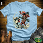 Shark Slayer Samurai Light Blue | Ocean Warrior Graphic Tee