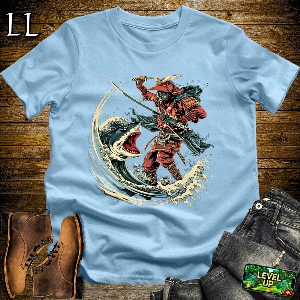 Shark Slayer Samurai Softstyle Tee - Light Blue - LegacyLayers