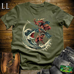 Shark Slayer Samurai Military Green | Ocean Warrior Graphic Tee