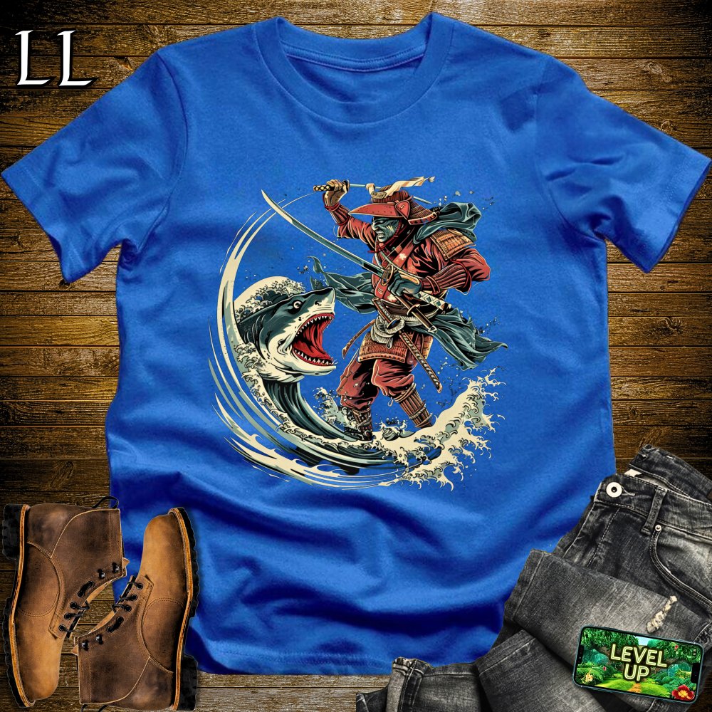 Shark Slayer Samurai Softstyle Tee - Royal - LegacyLayers