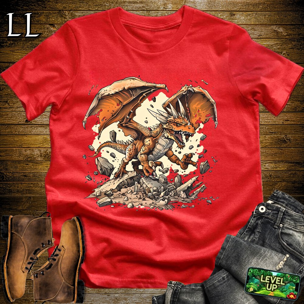 Shattered Earth Dragon Softstyle Tee - Red - LegacyLayers