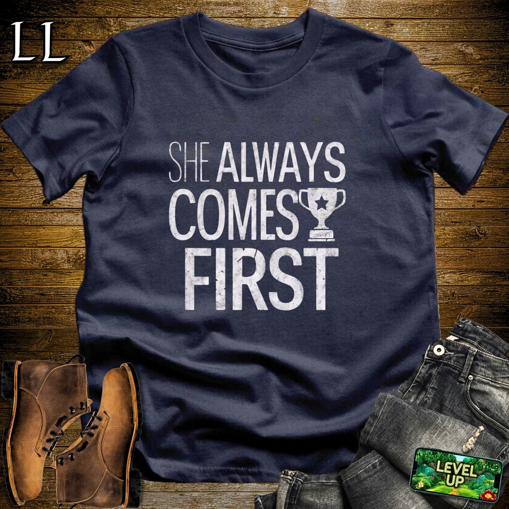 She Always Comes First Softstyle Tee - Navy - LegacyLayers