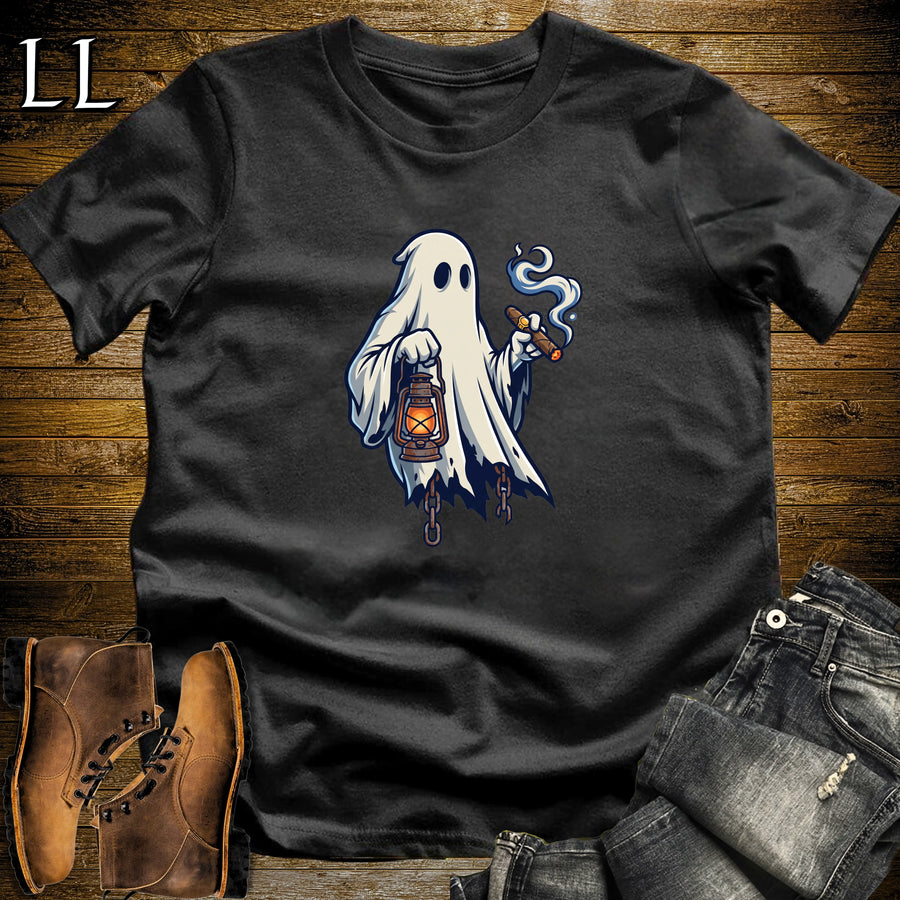Sheet Ghost Lantern Cigar T-Shirt Black | Halloween Cigar Shirt