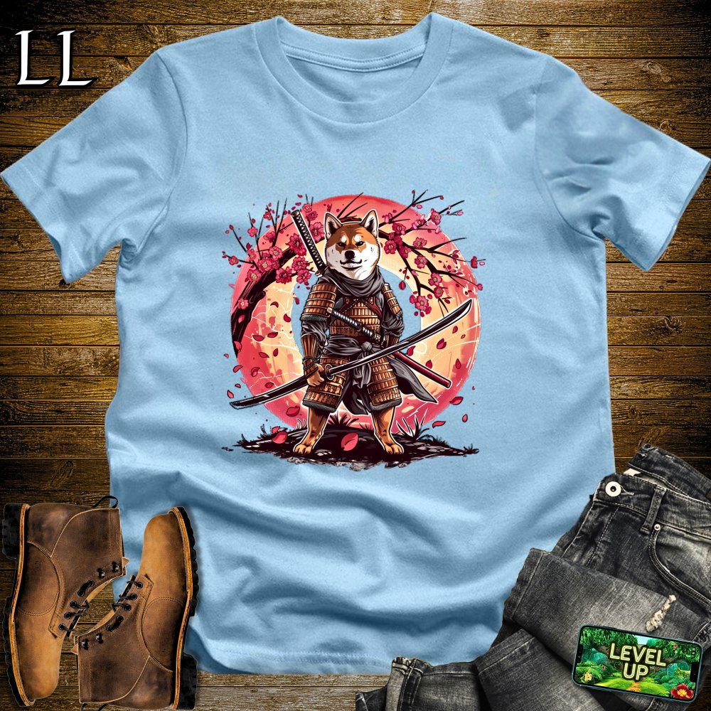 Shiba Inu Samurai Light Blue | Dog Warrior Graphic Tee