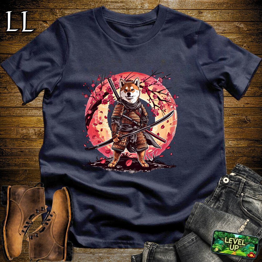 Shiba Inu Samurai Navy | Dog Warrior Graphic Tee