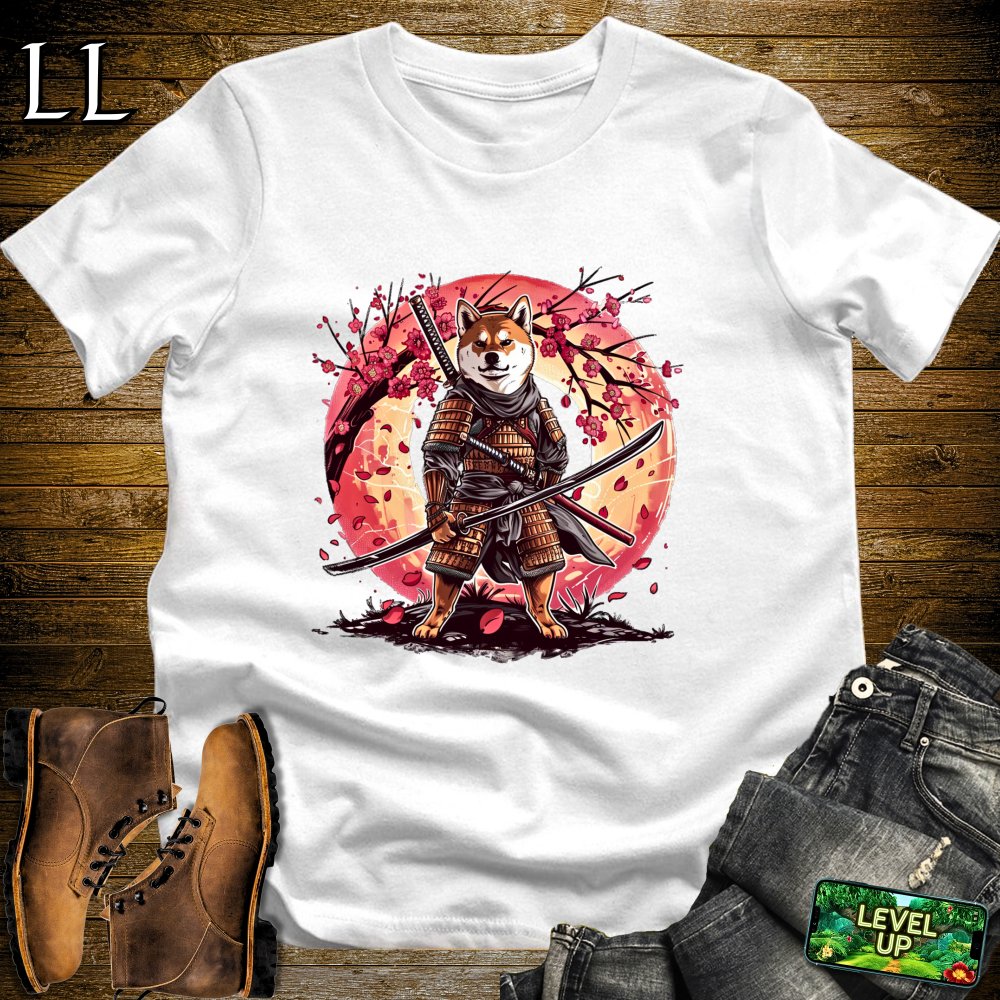 Shiba Inu Samurai White | Dog Warrior Graphic Tee