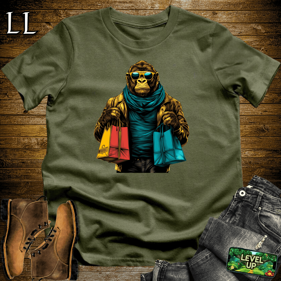 Shopping Gorilla Softstyle Tee Military Green | Retail Lover Tee