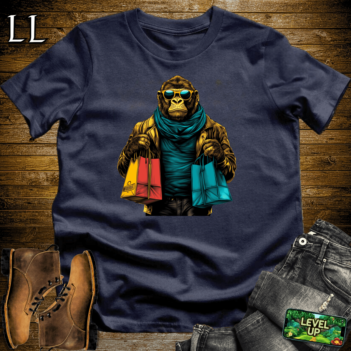Shopping Gorilla Softstyle Tee Navy | Retail Lover Tee
