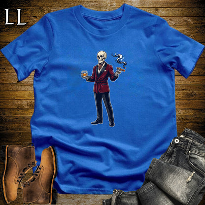 Skeleton Aficionado Bourbon & Cigar T-Shirt Royal | Cigar And Bourbon Shirt