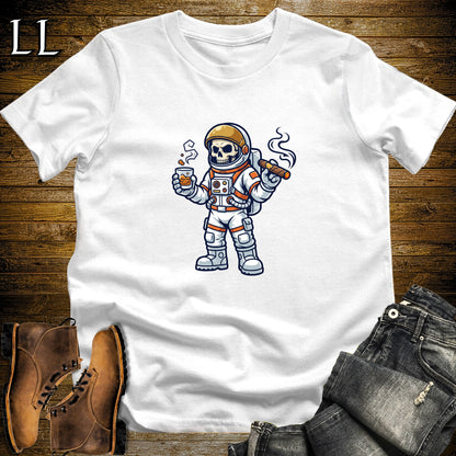 Skeleton Astronaut Zero Gravity Cigar T-Shirt White | Zero Gravity Cigar Shirt
