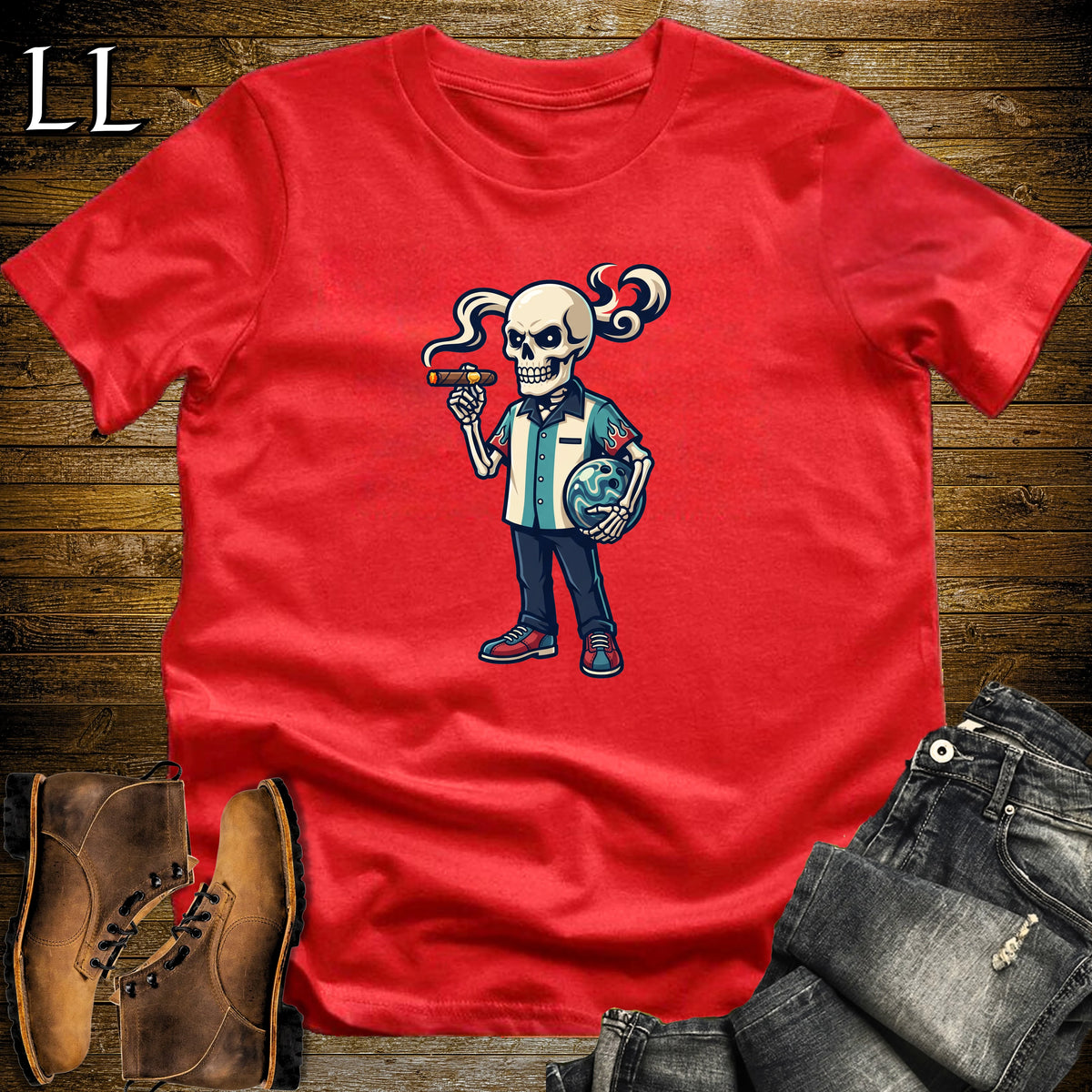 Skeleton Bowler Cigar T-Shirt | Bowling Cigar Shirt