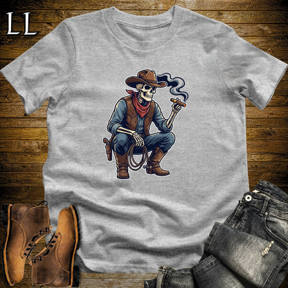 Skeleton Cowboy Lasso Cigar T-Shirt Sport Grey | Western Cigar Shirt