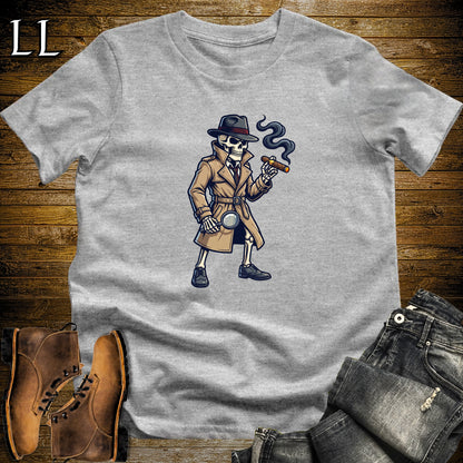 Skeleton Detective Noir Cigar T-Shirt Sport Grey | Film Noir Cigar Shirt