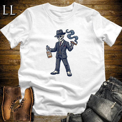 Skeleton Gangster Bootleg Cigar T-Shirt White | Bootleg Cigar Shirt