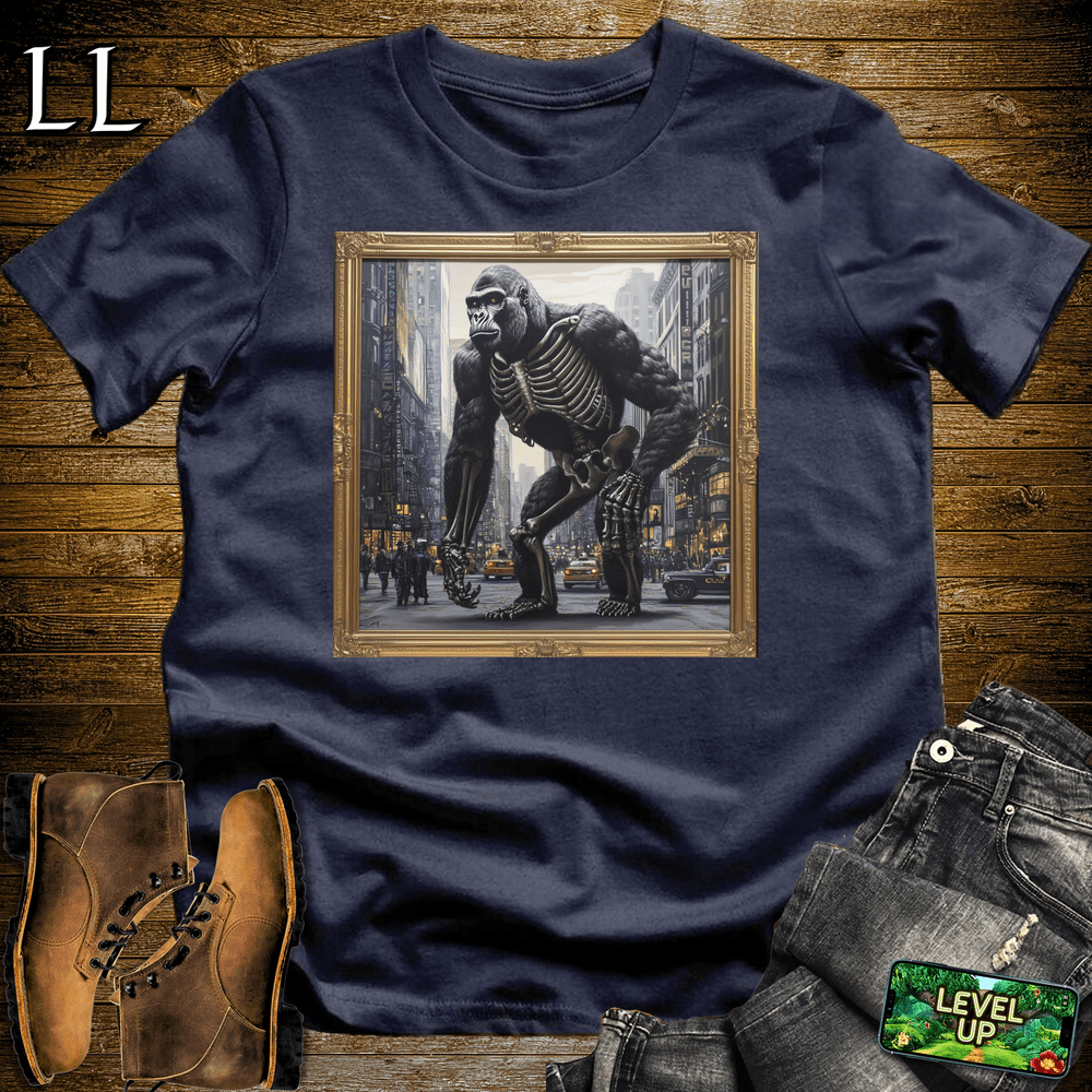 Skeleton Gorilla Art Navy | Spooky Cigar Lover Tee