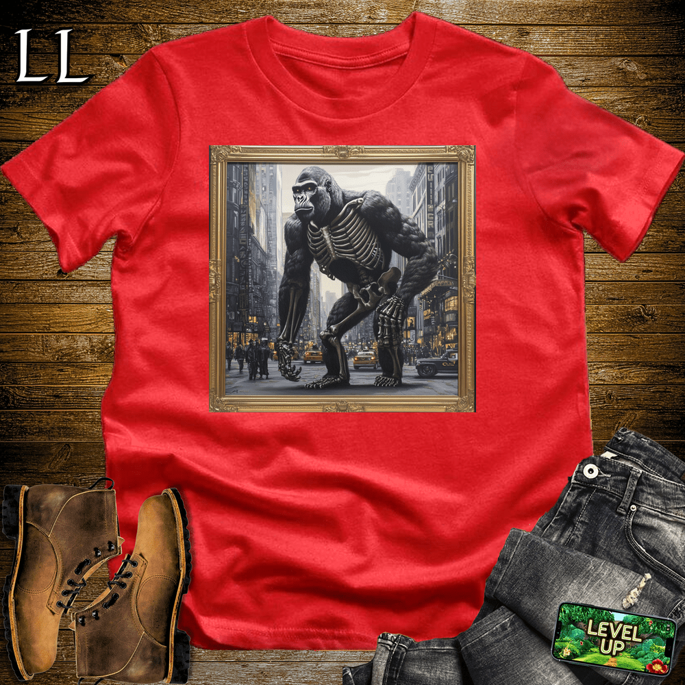 Skeleton Gorilla Art Red | Spooky Cigar Lover Tee