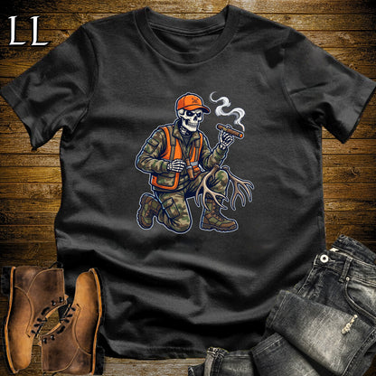Skeleton Hunter Duck Call Cigar T-Shirt Black | Duck Hunting Cigar Shirt