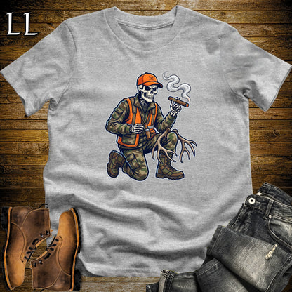 Skeleton Hunter Duck Call Cigar T-Shirt Sport Grey | Duck Hunting Cigar Shirt
